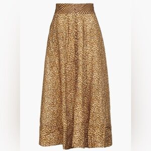 ZIMMERMANN Brown Empire Leopard-print Linen Midi Skirt Size Zimmermann 1